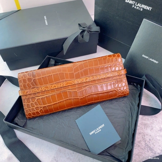 Rep ladies REP CROCODILE-EMBOSSED LEATHER MANHATTAN CLUTCH IN YSL 0731